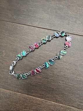 Multicolor Butterfly Chain Link Bracelet, Silver Fashion Jewelry Rainbow Accent